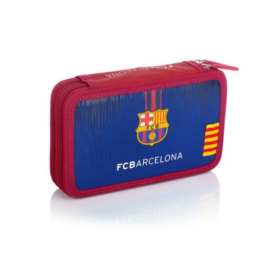 FC Barcelona két részes tolltartó, íróeszközökkel, 20,5x13x4,5cm