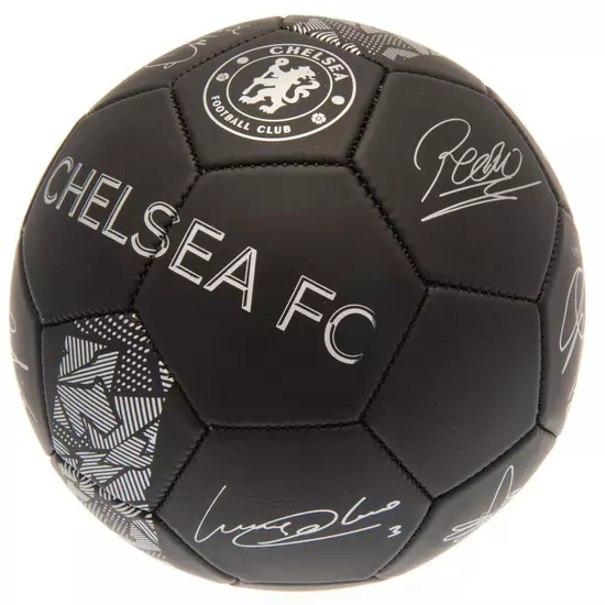 Chelsea FC fekete focilabda, aláírásokkal