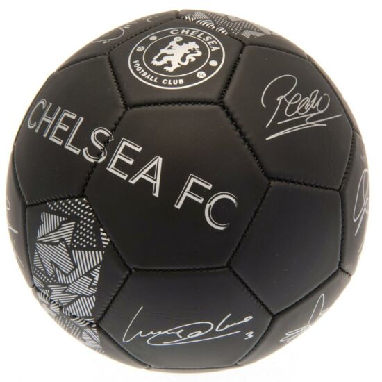 Chelsea FC fekete focilabda, aláírásokkal